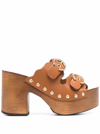 Shop brown Chloé Lauren 105mm platform sandals with Express Delivery - Farfetch