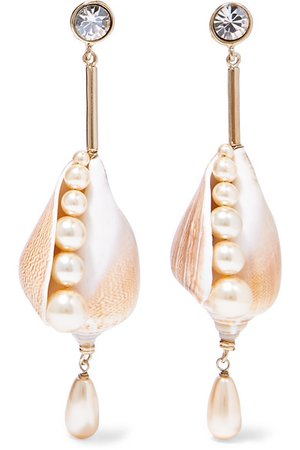 Etro | Gold-tone, shell, faux pearl and crystal earrings | NET-A-PORTER.COM