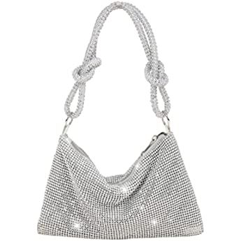 Rhinestone Purses for Women Chic Sparkly Evening Handbag Bling Hobo Bag Shiny Silver Clutch Purse for Party Club Wedding: Handbags: Amazon.com