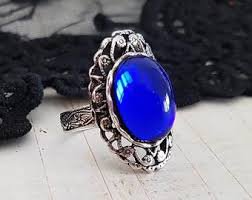 victorian gothic sapphire blue jewel ring antique silver filigree adjustable ring vintage glass medival tudor elizabethan regency - Google Search
