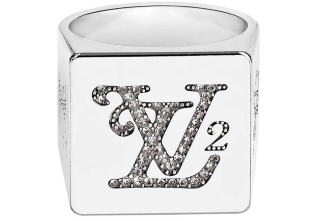 Louis Vuitton x Nigo Squared Strass Ring Silver