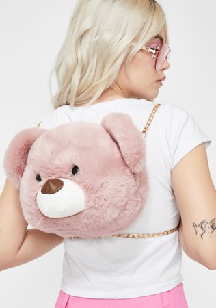 Pink Fuzzy Teddy Bear Backpack | Dolls Kill