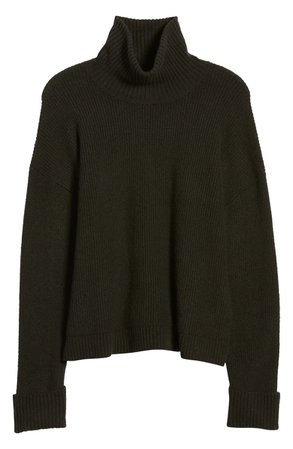 Chelsea 28 Ribbed Turtleneck Cotton & Wool Blend Sweater black