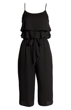 One Clothing Ruffle Sleeveless Crop Jumpsuit black