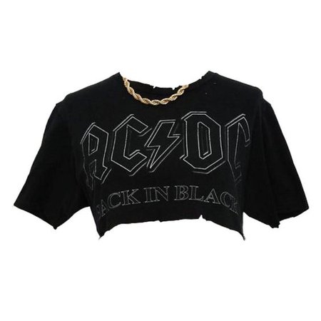 *clipped by @luci-her* Black ACDC Back in Black Crop T-Shirt