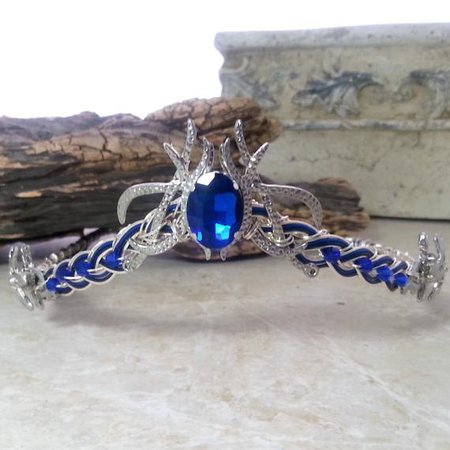 Blue Crystal Elven Circlet Tiara Crown Celtic Weave | Etsy