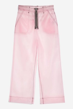 Topshop MOTO Pink Transparent Cropped Jeans