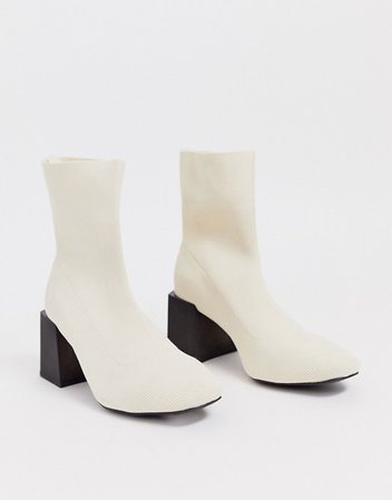 ASOS DESIGN Reality flyknit ankle boots in natural | ASOS