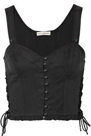 Ulla Johnson | Thea lace-up twill bustier top | NET-A-PORTER.COM