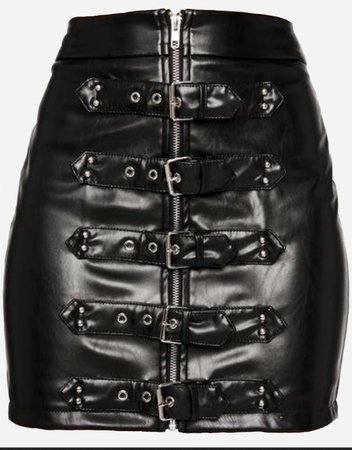 Black Leather Buckle Skirt