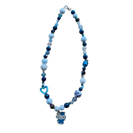 blue hello kitty beaded necklace