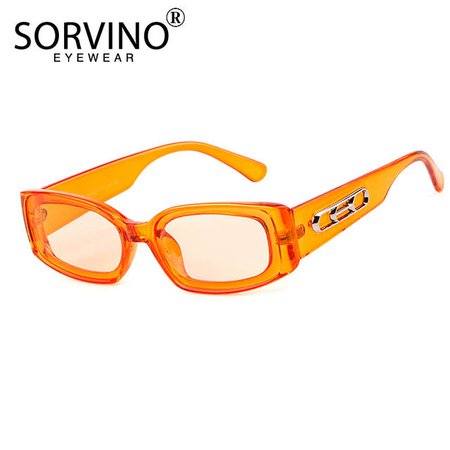 Online Shop SORVINO Trendy Small Orange Rectangular Sunglasses Women 90s Retro Lady Tiny Square Rectangle Red Sun Glasses Shades SP104 | Aliexpress Mobile