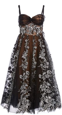 Marchesa Floral Tulle Dress
