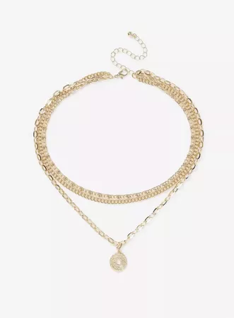 Gold Look Triple Coin Necklace | Miss Selfridge