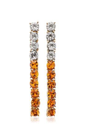 14k Gold-Plated Vertical Crystal Drop Earrings By Oscar De La Renta | Moda Operandi