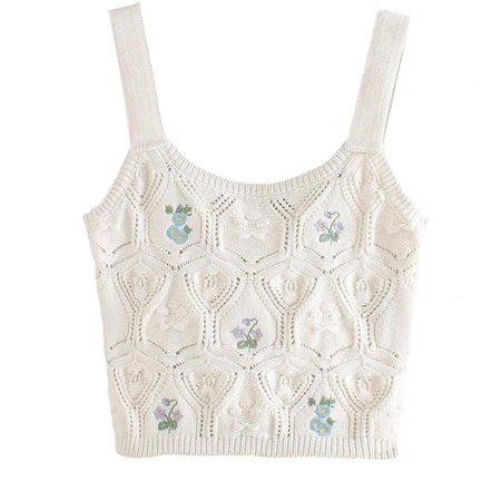 Floral Embroidered Knitted Slip Top– irococo