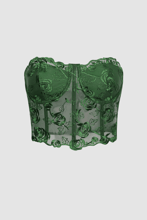 green floral corset top
