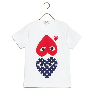 Salada Bowl: コムデギャルソン COMME des GARCONS T-shirt T-shirt Lady's az-t239-051-1 POLKA DOT play polka dot heart logo short sleeves WHITE white X blue dot X red | Rakuten Global Market