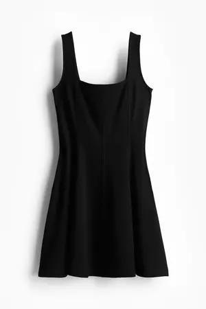 Square-neck Jersey Dress - Square Neckline - Sleeveless -Black -Ladies | H&M US