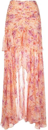 silk floral print maxi skirt