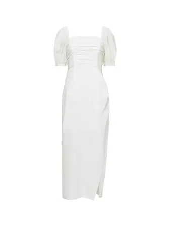 Afina Verona Ruched Midi Dress Summer White | French Connection US