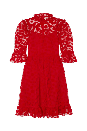 BATSHEVA Spring ruffled polka-dot flocked tulle mini dress