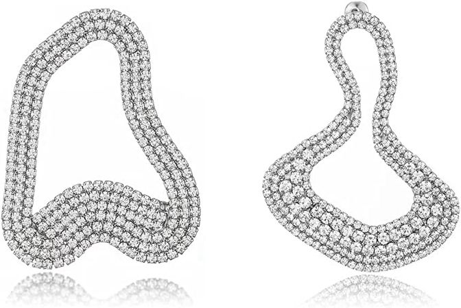 Amazon.com: Statement Earrings- Trendy Earrings for Women，Asymmetric Earrings with Full Rhinestone,Great Gifts for Women: Clothing, Shoes & Jewelry