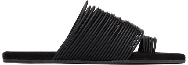 Black Multi Strap Toe Sandals