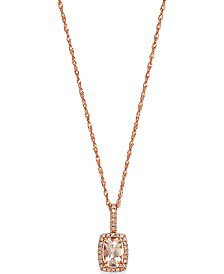 Macy's Morganite (5/8 ct. t.w.) & Diamond Accent Heart Pendant Necklace in 14k Rose Gold & Reviews - Necklaces - Jewelry & Watches - Macy's
