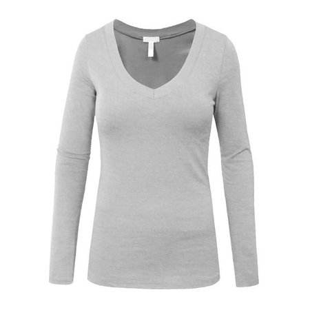 Women's Basic Long Sleeve V Neck Casual T Shirt