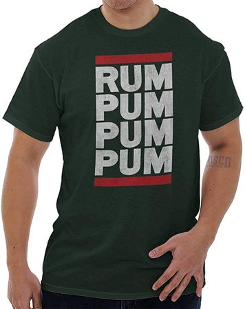 Amazon.com: Brisco Brands Rum PUM PUM PUM Little Drummer Boy Womens Mens Crewneck T Shirt Forest Green: Clothing