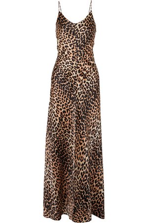 GANNI | Blakely leopard-print stretch-silk satin maxi dress | NET-A-PORTER.COM