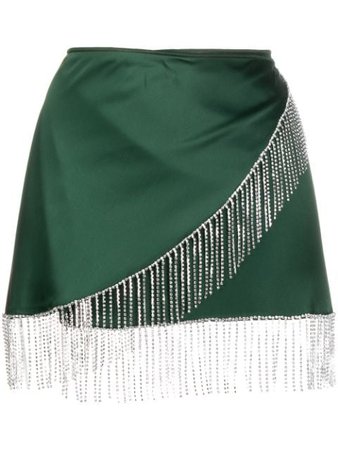 Oséree crystal-fringed Satin Wrap Skirt - Farfetch
