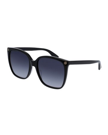 Gucci Square Acetate Sunglasses w/ Interlocking G Detail | Neiman Marcus