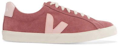 Esplar Leather-trimmed Suede Sneakers - Pink