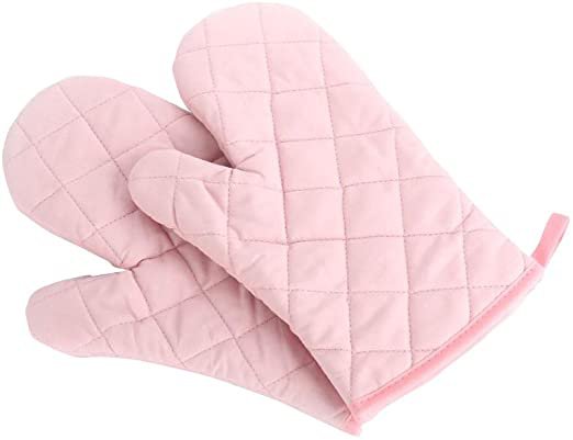 Amazon.com: Oven Mitts, Premium Heat Resistant Kitchen Gloves Cotton & Polyester Quilted Oversized Mittens, 1 Pair Pink: Kitchen & Dining