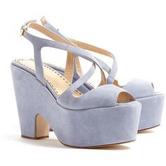 Moschino Cheap & Chic Suede Platform Sandals (13.175 RUB) ❤ liked on Polyvore featuring shoes, sandals, heels, heeled sandals, platform sandals, high heeled footwear, strap heel sandals and chunky heel shoes
