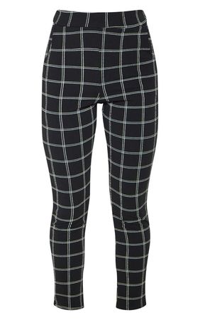 Sage Khaki Tweed Check Skinny Trousers | PrettyLittleThing