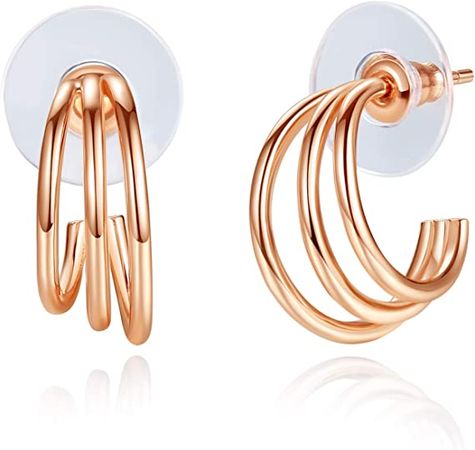 Amazon.com: Rose Gold Huggie Hoop Earrings - Hypoallergenic Chunky Hoop Earrings for Women Jewelry Gift : Clothing, Shoes & Jewelry