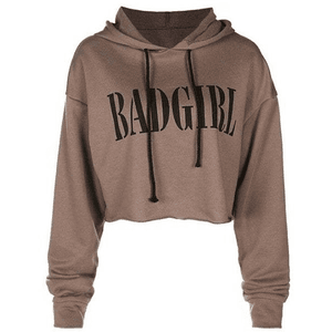 *clipped by @luci-her* Brown 'Bad Girl' Cropped Hoodie