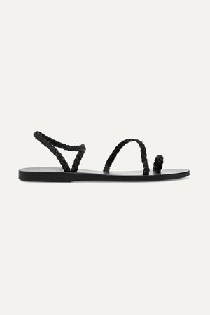 Black Eleftheria braided leather sandals | Ancient Greek Sandals | NET-A-PORTER