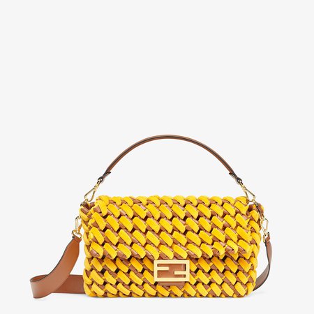 Yellow mink and nappa leather bag - BAGUETTE LARGE | Fendi