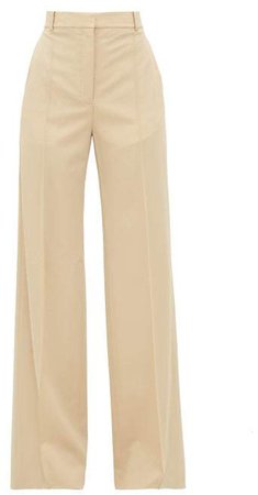 High Rise Tailored Wool Wide Leg Trousers - Womens - Ivory