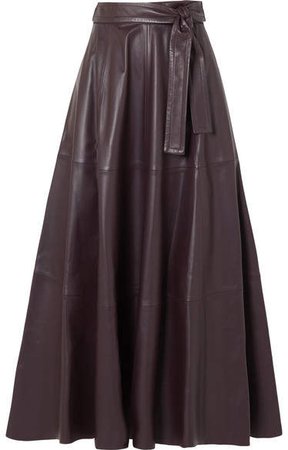 Resistance Leather Midi Skirt - Brown