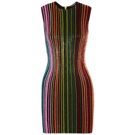 Balmain Beaded Stripe Mini Dress For Sale at 1stDibs
