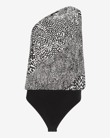 Animal Print One Shoulder Thong Bodysuit | Express