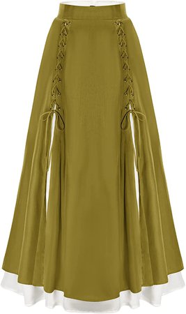 Amazon.com: Women's Double Layer Skirt Elastic High Waist Maxi Length Skirts Olive Green XXL : Clothing, Shoes & Jewelry
