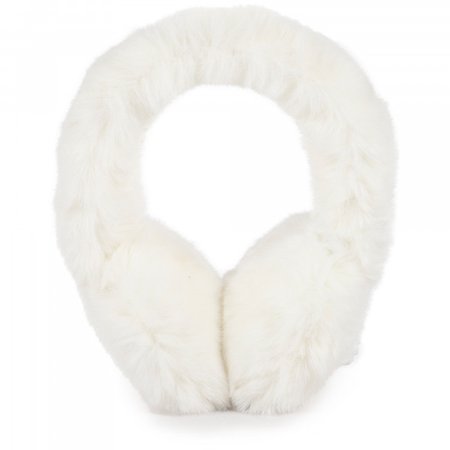Bomboogie Fuzzy Faux Fur Ear-Warmers in White - BAMBINIFASHION.COM