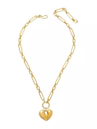 Shop Brinker + Eliza Lucy 24K-Gold-Plated Puffy Heart Pendant Necklace | Saks Fifth Avenue