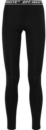 Perforated Stretch-jersey Leggings - Black